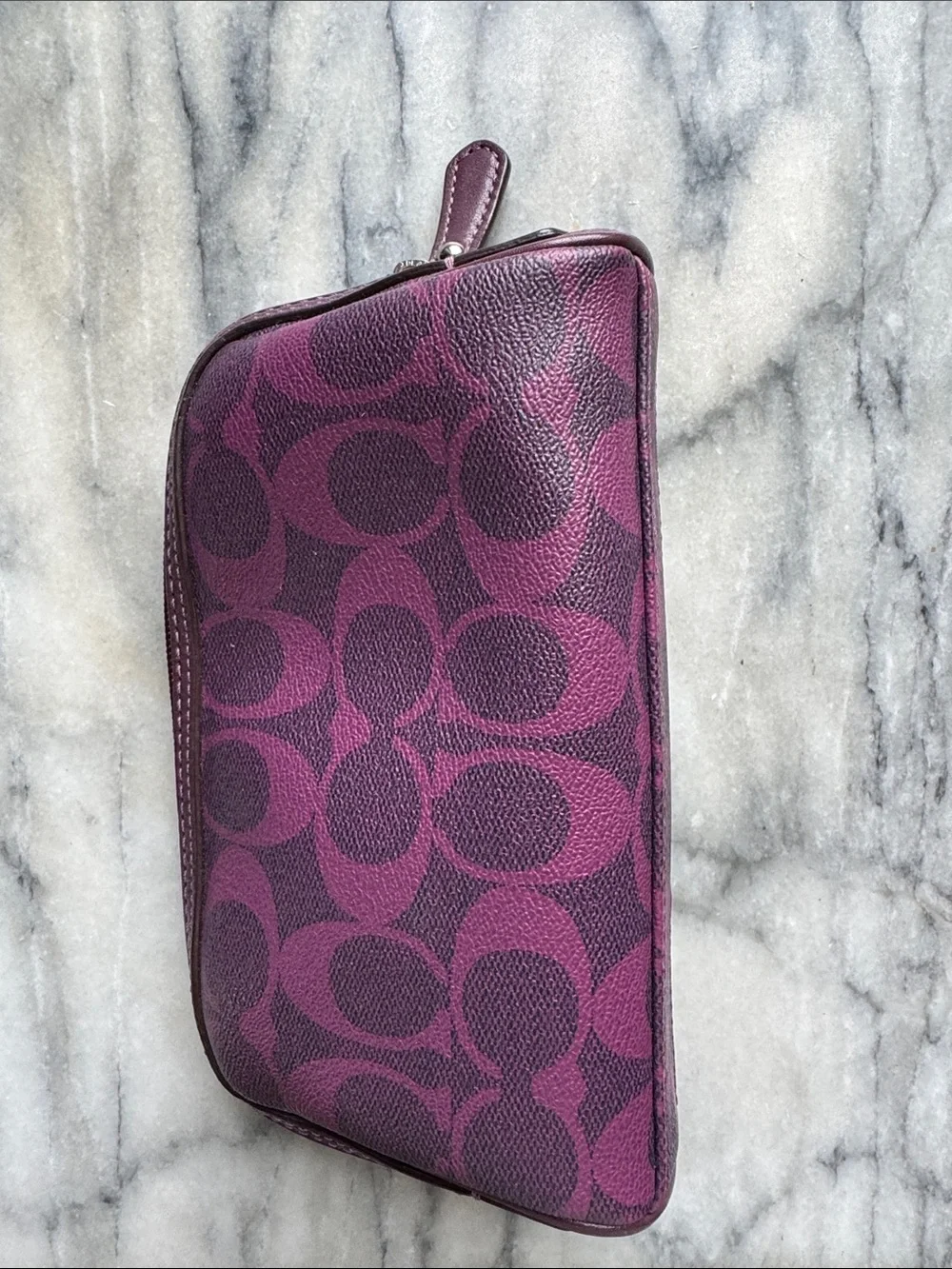 Coach Plum Logo Cosmetic Pouch